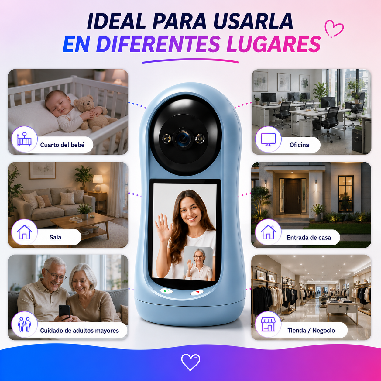 📱 Tu Hogar Siempre al Alcance de tu Mano 💙 Cámara de Seguridad con Pantalla WiFi HD