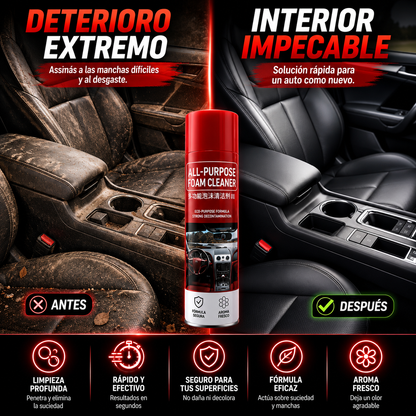 🚗 Espuma Limpiadora Multiusos | Interior Impecable en Minutos