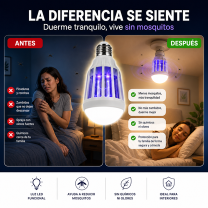 🦟💡 ¡Bombillo LED Mata Zancudos 2 en 1: Ilumina tu hogar y elimina insectos al instante! ✨