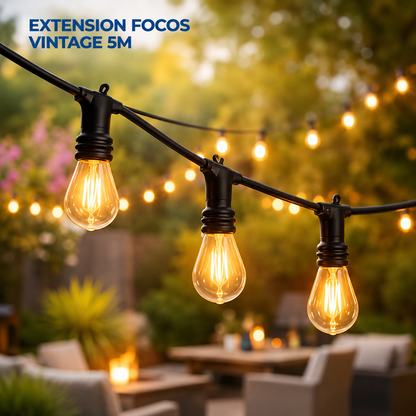 🔥 GUÍRNALDA DE LUCES VINTAGE LED 5M ✨ 10 BOMBILLOS DECORATIVOS PARA INTERIOR Y EXTERIOR 💡🏡