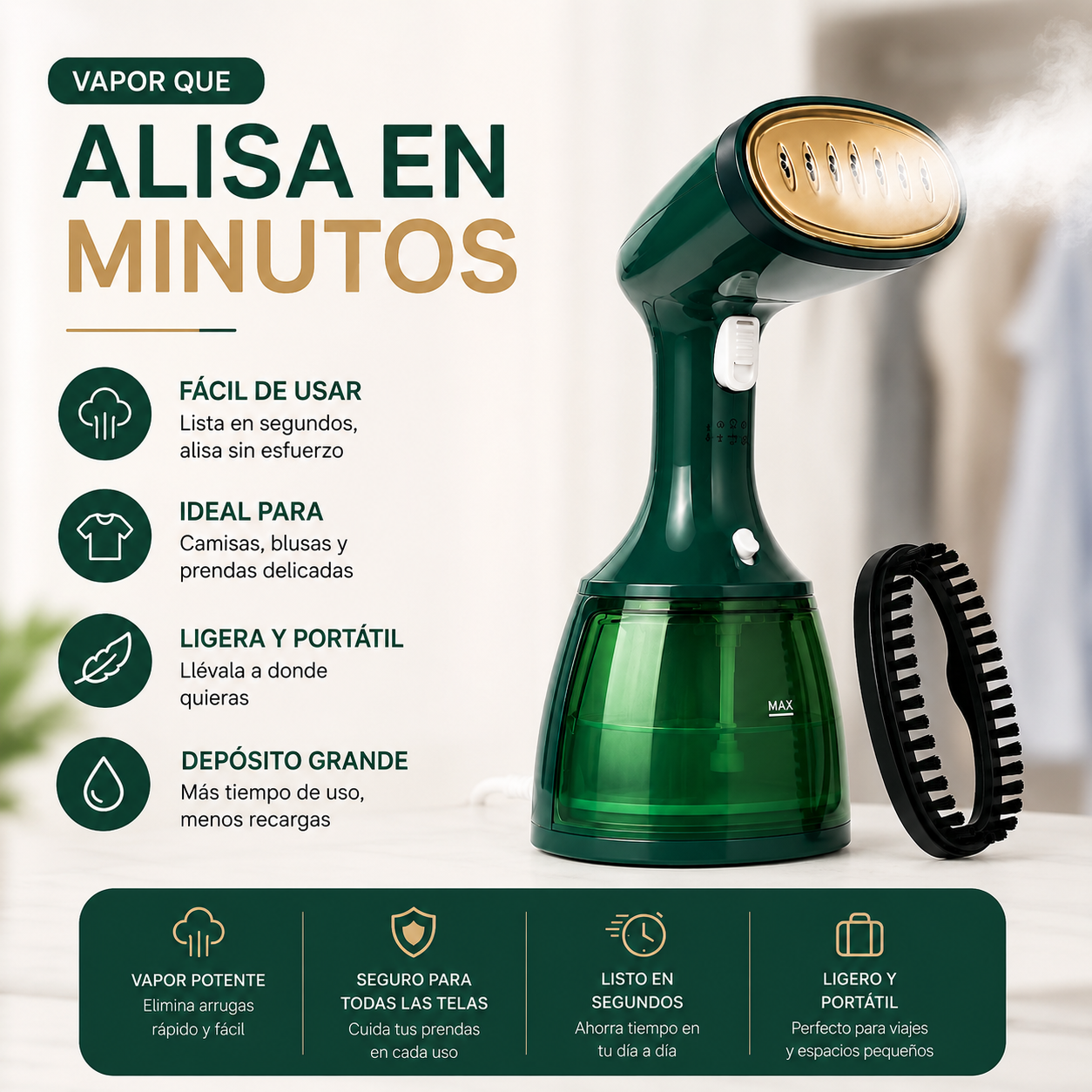 💨 Plancha de Vapor Portátil – Ropa Sin Arrugas en Minutos ✨