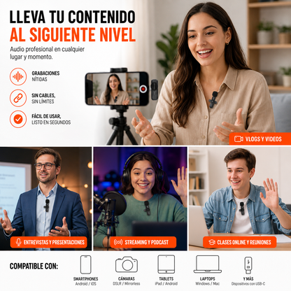 🔥 40%OFF 🔥🎤 Micrófonos de Solapa Inalámbricos USB-C | Audio Profesional en Segundos para tus Videos y Reuniones