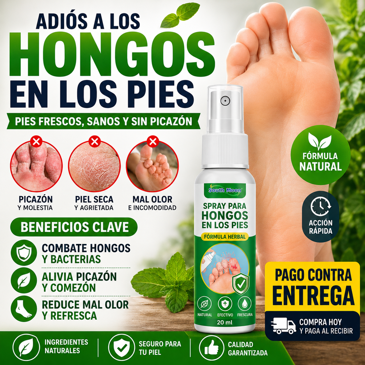 🦶 Spray para Hongos en los Pies Combate los hongos y disfruta pies frescos y cómodos. 💚