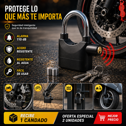 🚨 ¡No dejes que te roben! 🔒 🛡️ Candado antirrobo con alarma para tu bicicleta o moto 🚴🏍️